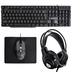 ست گیمینگ 4 کاره هوکو مدل DI86 (کیبورد، موس، هدست و موس‌پد RGB)