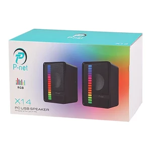 خرید اسپیکر رومیزی دو تکه پی نت مدل X14 با نورپردازی RGB | P-net X142
