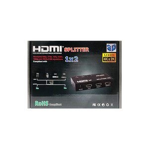 اسپلیتر HDMI دو پورت 4KK با پشتیبانی از تصاویر سه بعدی و آداپتور برق 2