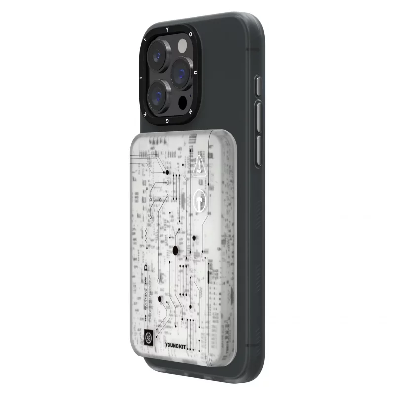 پاوربانک وایرلس مگ سیف و تایپ سی 20 وات یانگ کیت مدل YOUNGKIT Circuit Board MagSafe ظرفیت 5000 میلی آمپر