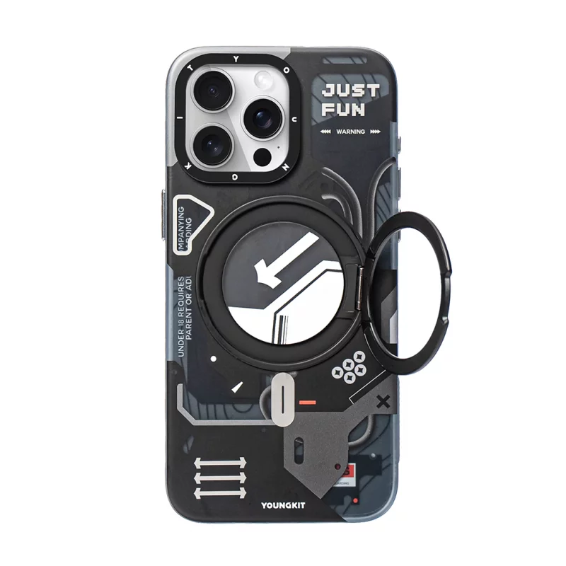 کاور مگ سیف استند (هولدر) مشکی یانگ کیت مدل CyberPunk 360° MagSafe Ring مناسب آیفون 15 پرومکس اپل iPhone 15 Pro Max