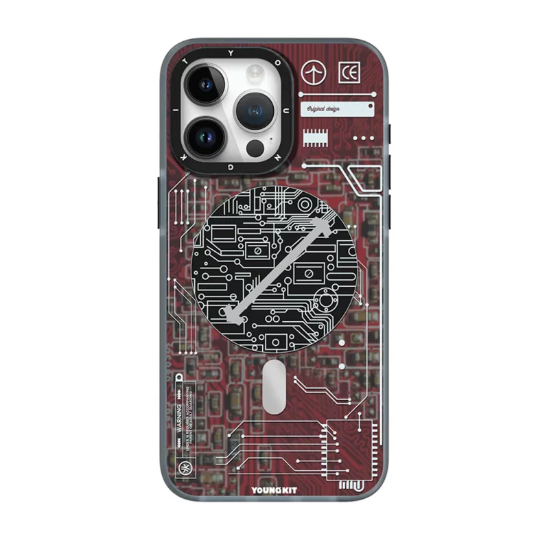 کاور مگ سیف یانگ کیت مدل Futuristic Red Circuit MagSafe مناسب آیفون 13 پرومکس اپل iPhone 13 Pro Max