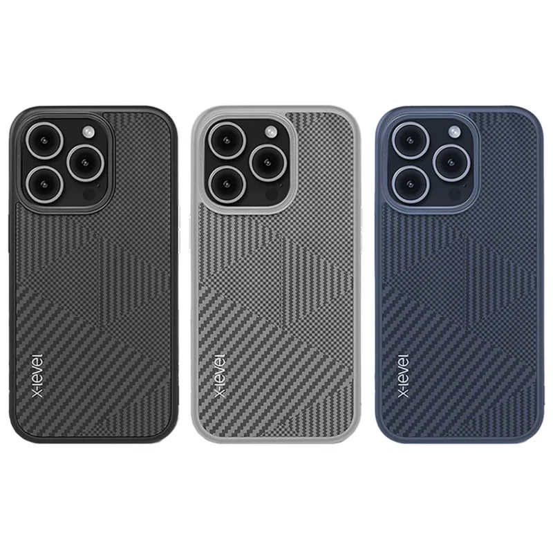 کاور فیبر کربن لوزی (الماس) ایکس‌لول مدل X-LEVEL RHOMBUS مناسب آیفون 15 پرومکس اپل iPhone 15 Pro Max