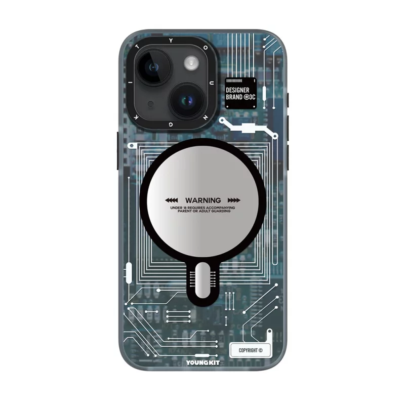 کاور مگ سیف تکنولوژی یانگ کیت مدل Futuristic Blue Circuit MagSafe مناسب آیفون 13 و 14 اپل iPhone 13/14