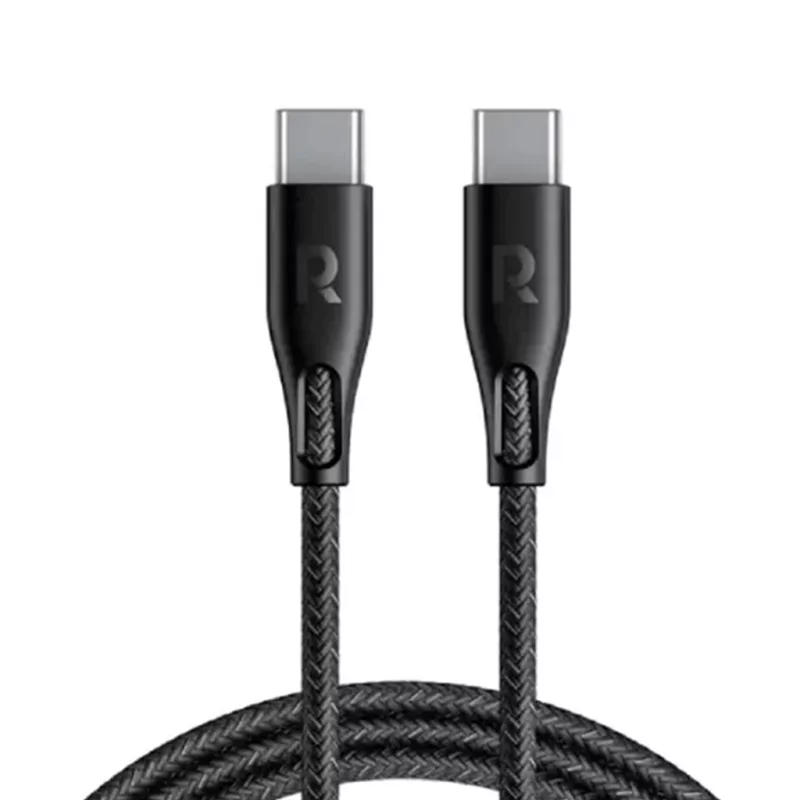 کابل تایپ سی به تایپ‌سی روکش دار 60 وات راوپاور مدل RAVPOWER Nylon Braid USB-C 60W RP-CB1031 طول 2 متر