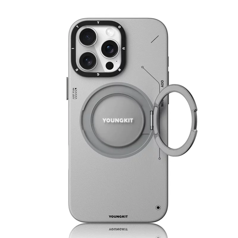 کاور مگ سیف استند (هولدر) چرم یانگ کیت مدل Leather 360° Spin MagSafe مناسب آیفون 16 پرومکس اپل iPhone 16 Pro Max