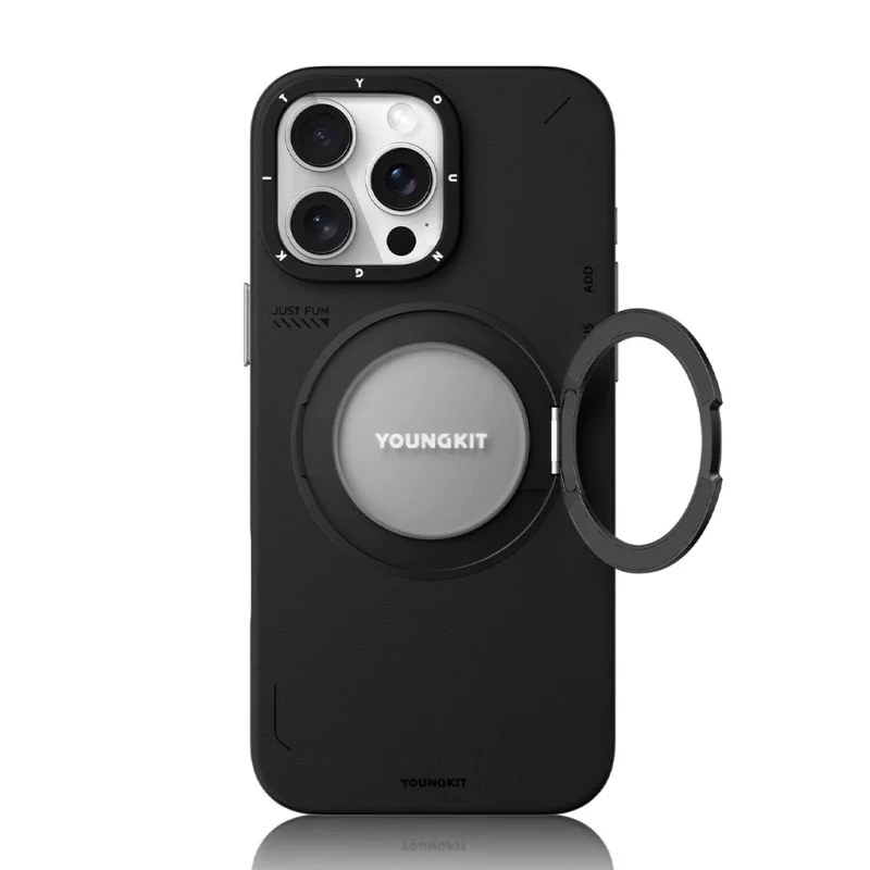 کاور مگ سیف استند (هولدر) چرمی یانگ کیت مدل Leather 360° Spin MagSafe مناسب آیفون 16 پرومکس اپل iPhone 16 Pro Max