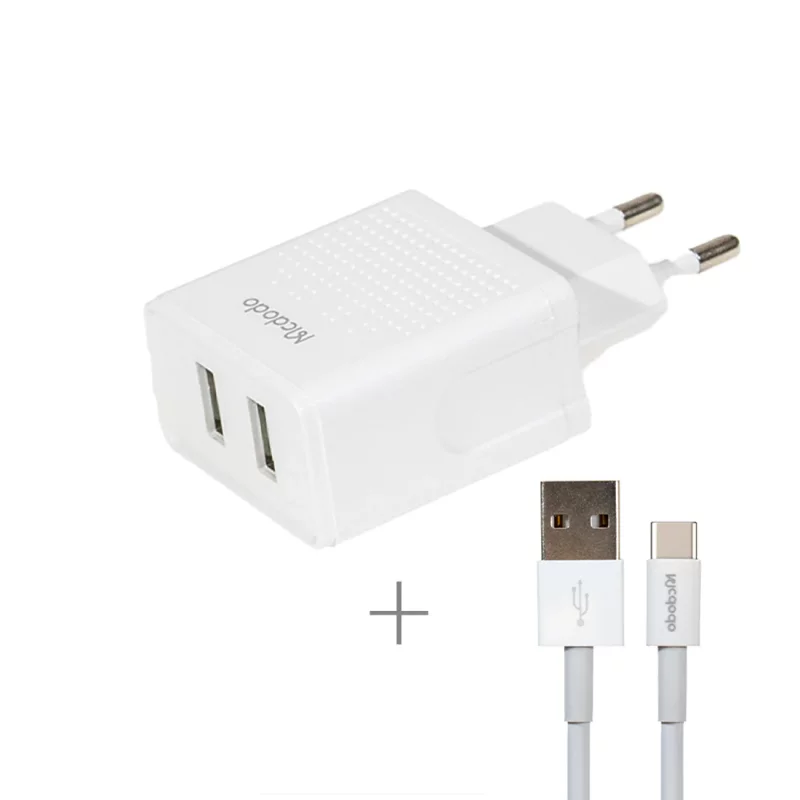 شارژر 2 پورت 12 وات با کابل تایپ سی مک دودو گارانتی متین Mcdodo Type-C Cable CH-3972