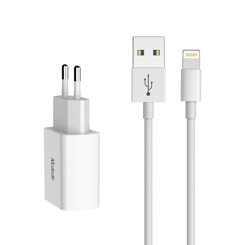 شارژر 2 پورت یو اس بی با کابل لایتنینگ مک دودو گارانتی متین Mcdodo CH-6720