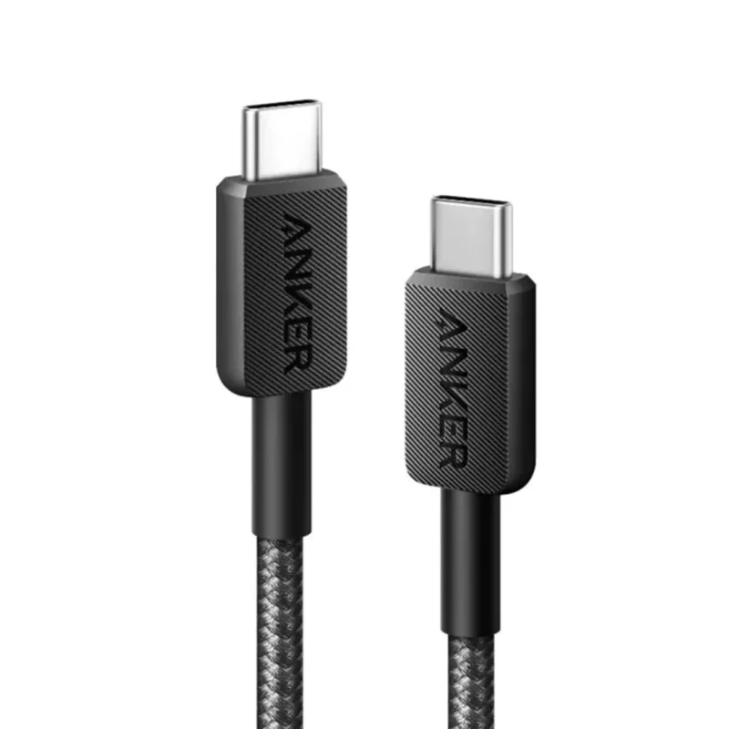 کابل تایپ سی به تایپ سی 60 وات روکش کنفی انکر مدل Anker 322 USB-C A81F5 طول 0.9 متر
