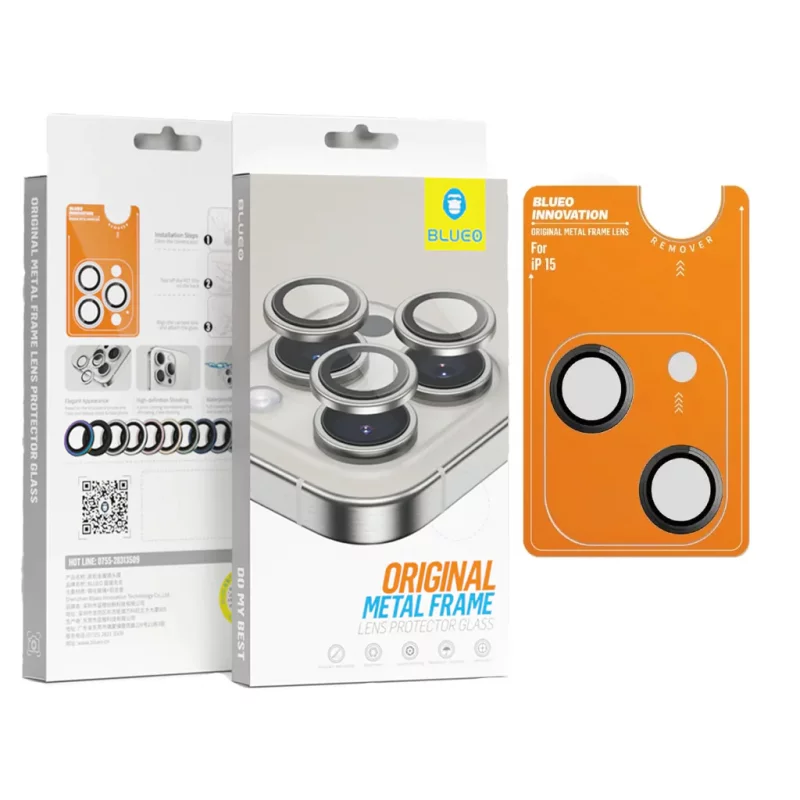 محافظ لنز دوربین رینگی آیفون 15 و 15 پلاس بلوئو BLUEO Metal Frame iPhone 15/15 Plus