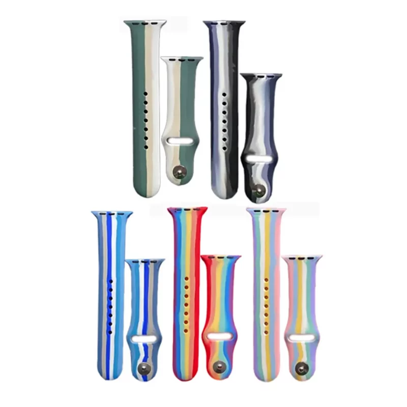 بند اپل واچ سیلیکونی مدل Sport Band طرح رنگین کمان- تمامی سایزها - رنگ بندی