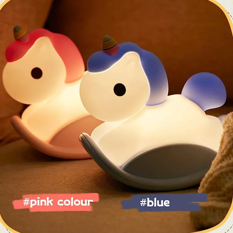 چراغ خواب فانتزی سیلیکونی طرح یونیکورن راکر دار (اسب گهواره ای) Rocking Unicorn