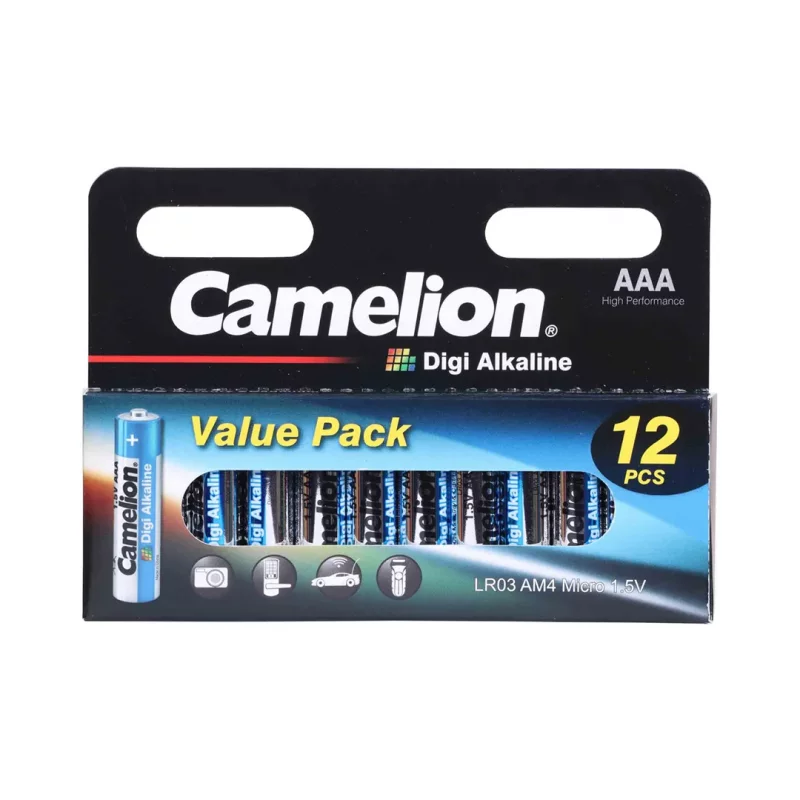 باتری نیم قلمی کملیون مدل AAA Digi Alkaline بسته 12 عددی