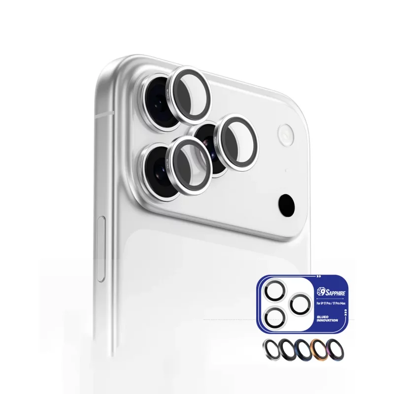 محافظ لنز دوربین آیفون 17 پرو و 17 پرو مکس یاقوت کبود بلوئو BLUEO Sapphire Crystal iPhone 17 Pro/17 Pro Max