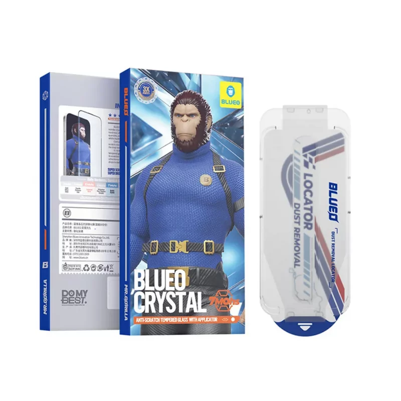 گلس آیفون 17 و آیفون 17 پرو و 16 پرو کریستالی با کیت نصب اتوماتیک بلوئو iPhone 17/17 Pro/16 Pro