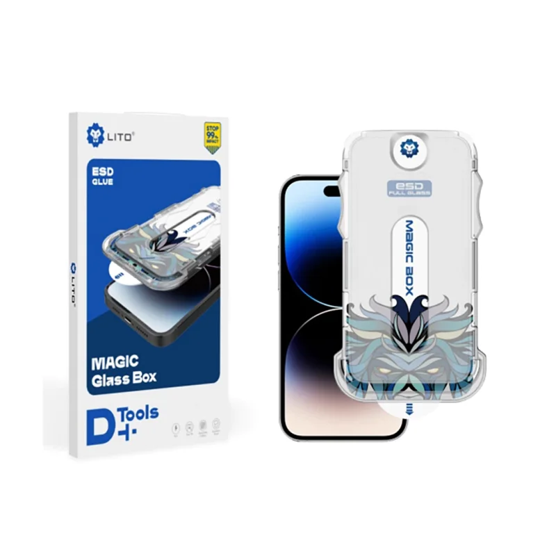 محافظ صفحه نمایش گلس آیفون 17 نرمال با کیت نصب آسان لیتو Lito Magic Box D+ Tools iPhone 17