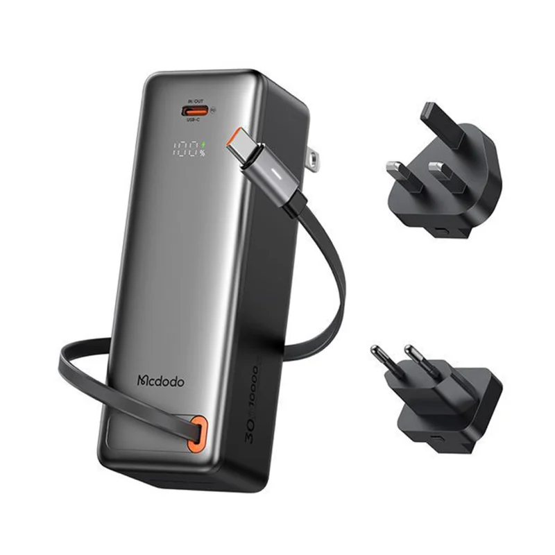 پاوربانک 10000 و آداپتور شارژر 20 وات مک دودو با کابل تایپ سی 30 وات مدل MC-318