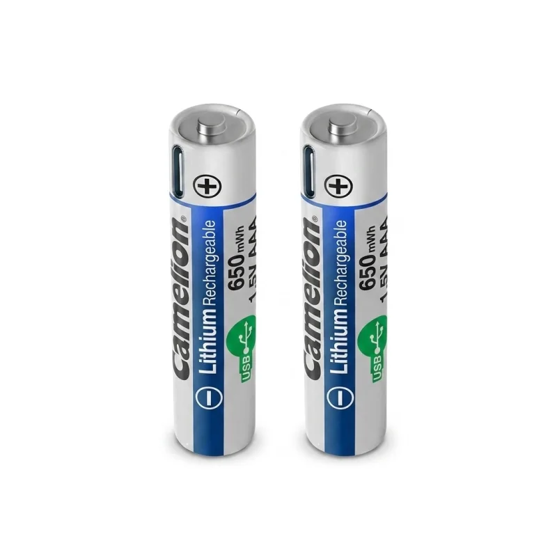 باتری شارژی نیم قلمی لیتیومی کملیون مدل UB-AAA650-PBH2 بسته 2 عددی