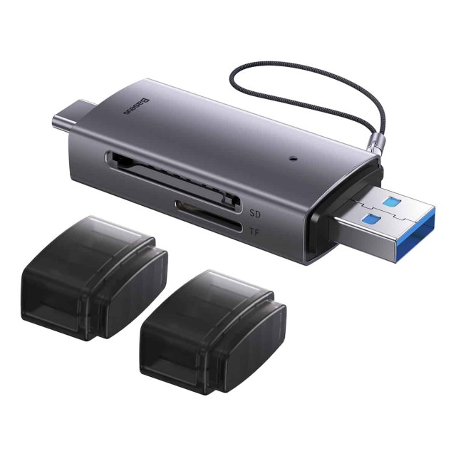 کارت‌خوان بیسوس مدل  USB-A & Type-C SD/TF Card Reader WKQX060113