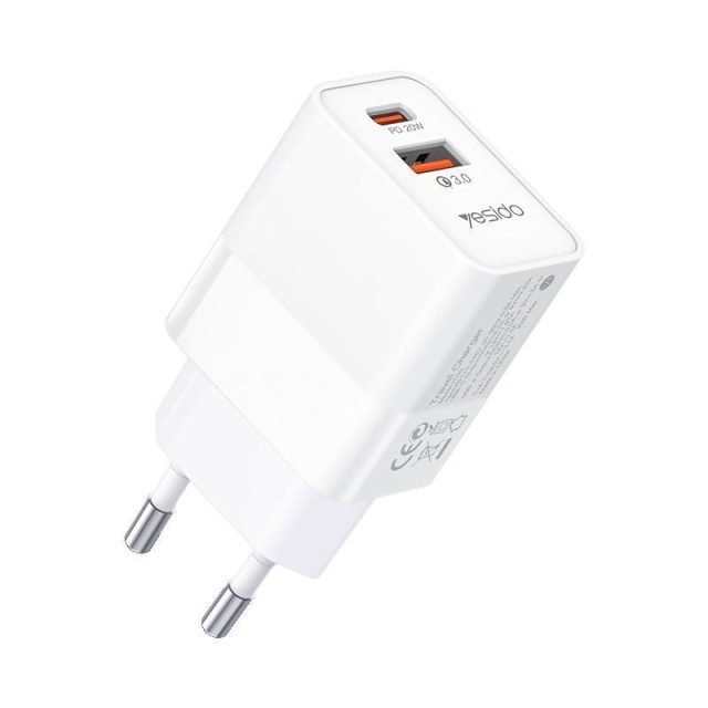 شارژر 2 پورت 20 وات یسیدو مدل Yesido Quick Charger 20W PPS 2-Port YC32