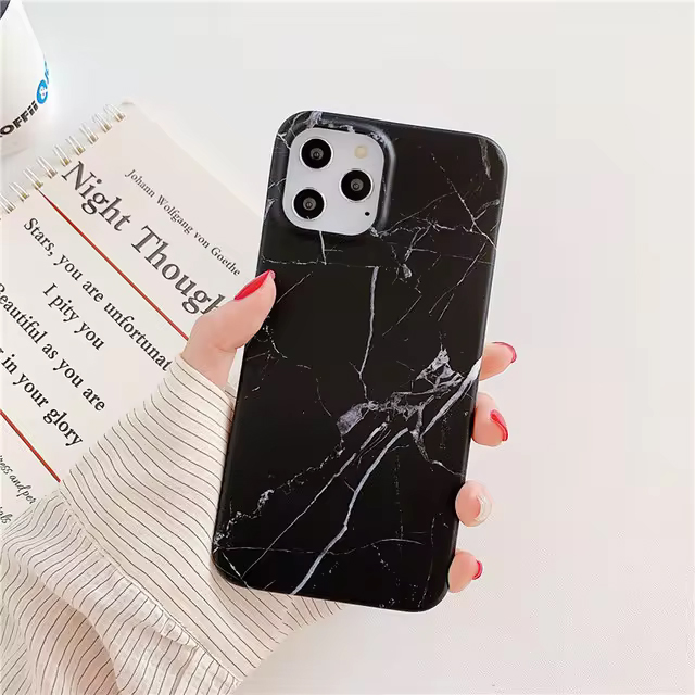 کاور ماربل  با پاپ سوکت مدل Black Marble مناسب آیفون 12 پرومکس اپل (iPhone 12 Pro Max)