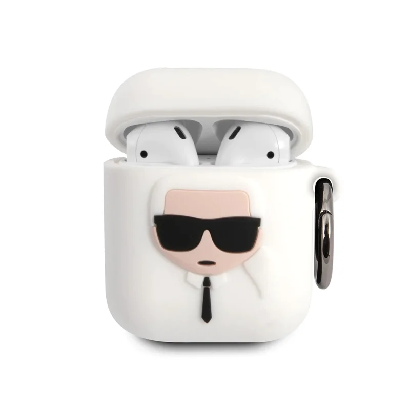 کاور ایرپاد کارل لاگرفلد مدل Silicone Embossed Logo مناسب ایرپاد 2 و 1 اپل AirPods 1/2