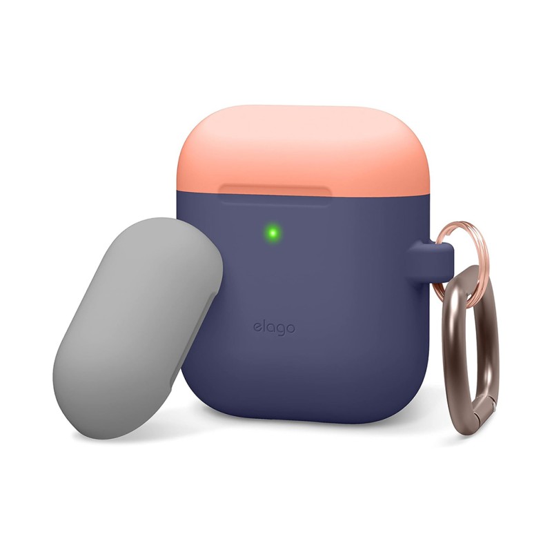 کاور سیلیکونی دو درب ایرپاد الاگو مدل DUO Cap Hang مناسب ایرپاد 2 و 1 اپل AirPods 1/2
