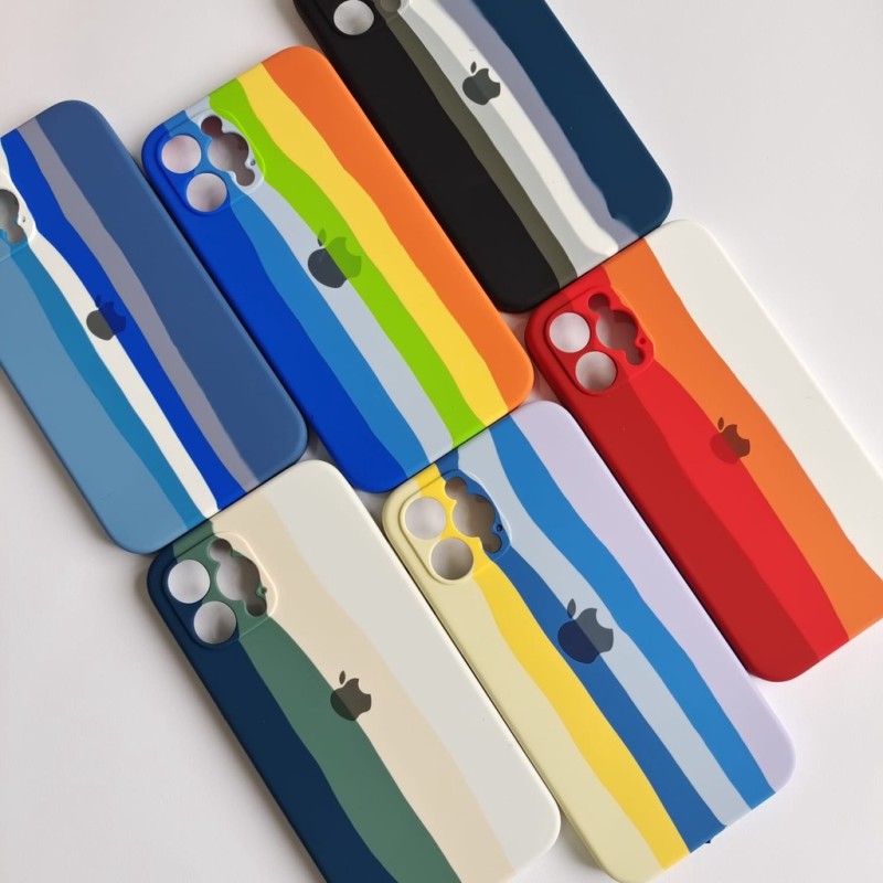 کاور سیلیکونی محافظ لنزدار رنگین کمان مناسب آیفون 13 پرو اپل iPhone 13 Pro