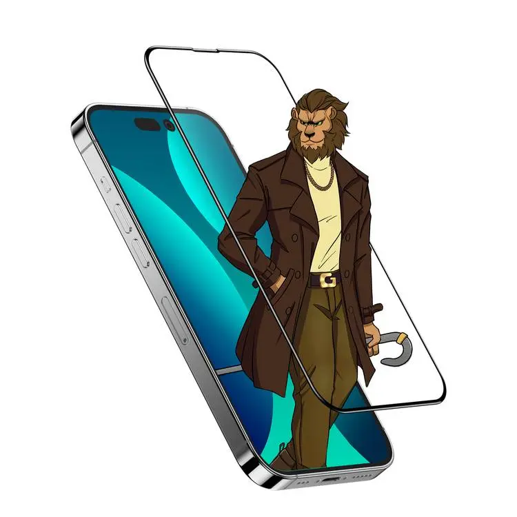 گلس محافظ صفحه شفاف آیفون 14 پرو مکس گرین Green iPhone 14 Pro Max Curved Pro Clear Edge Full Glass