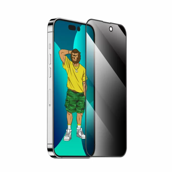گلس محافظ صفحه پرایوسی آیفون 14 پرو گرین Green iPhone 14 Pro Silicone Plus Privacy Full Glass