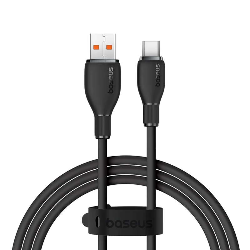 کابل یو اس بی به تایپ سی 100 وات 6 آمپر سوپر فست شارژ بیسوس Baseus Pudding Series 100W 6A USB-A To USB-C طول 1.2 متر