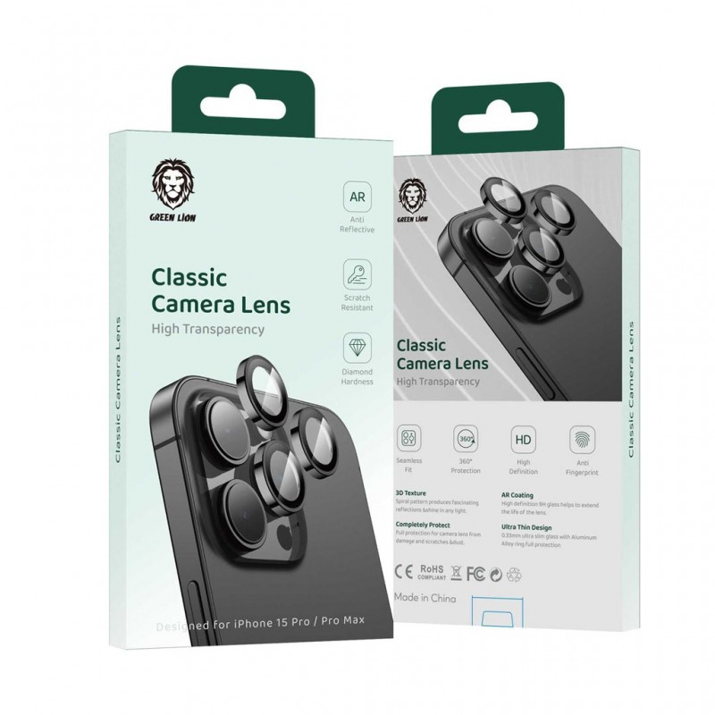 محافظ لنز دوربین رینگی گرین لاین آیفون 15 پرو و 15 پرو مکس Green Lion Classic Camera iPhone 15 Pro/15 Pro Max