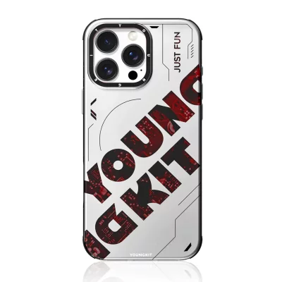 کاور مگ‌ سیف سه بعدی قرمز یانگ کیت مدل Futuristic & Digital Red مناسب آیفون 16 پرومکس اپل iPhone 16 Pro Max