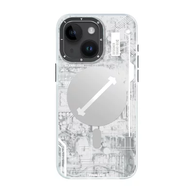کاور مگ سیف یانگ کیت مدل Futuristic White Circuit MagSafe مناسب آیفون 13 و 14 اپل iPhone 13/14