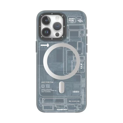 کاور مگ سیف یانگ کیت مدل Futuristic Grey Circuit MagSafe مناسب آیفون 13 پرومکس اپل iPhone 13 Pro Max