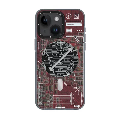 کاور مگ سیف تکنولوژی یانگ کیت مدل Futuristic Red Circuit MagSafe مناسب آیفون 13 و 14 اپل iPhone 13/14