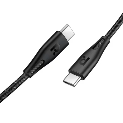 کابل تایپ سی به تایپسی روکش دار 60 وات راوپاور مدل RAVPOWER Nylon Braid USB-C 60W RP-CB1031 طول 2 متر