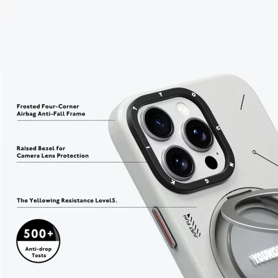 کاور مگ سیف استند (هولدر) چرم یانگ کیت مدل Leather 360° Spin MagSafe مناسب آیفون 16 پرومکس اپل iPhone 16 Pro Max