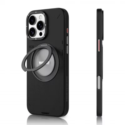کاور مگ سیف استند (هولدر) چرمی یانگ کیت مدل Leather 360° Spin MagSafe مناسب آیفون 16 پرومکس اپل iPhone 16 Pro Max