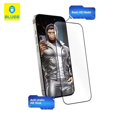 گلس محافظ صفحه شفاف آنتی استاتیک آیفون 16 پرو بلوئو BLUEO 2.5D 9H Basic HD Glass iPhone 16 Pro