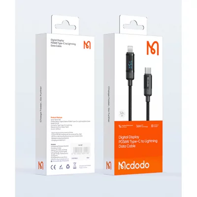 کابل تایپسی به لایتنینگ 36 وات با نمایشگر مک دودو مدل Mcdodo 36W PD CA-5210 طول 1.2 متر