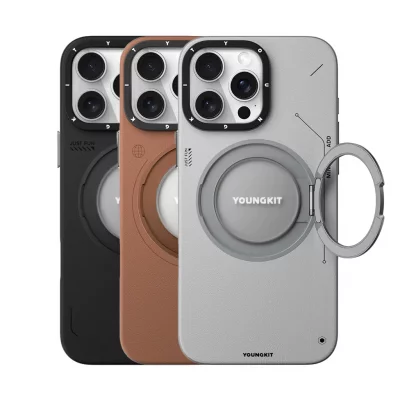 کاور مگ سیف هولدر چرمی آیفون 15 پرومکس یانگ کیت مدل Leather 360° Spin MagSafe iPhone 15 Pro Max