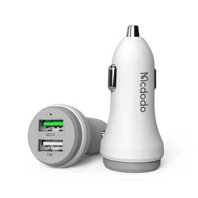 شارژر فندکی USB دو پورت 30 وات فست شارژ مک دودو گارانتی متین Mcdodo CC-3840