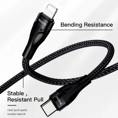 کابل تایپ سی به لایتنینگ 30 سانتی یسیدو مدل Yesido Type-C to Lightning CA82 طول 0.3 متر