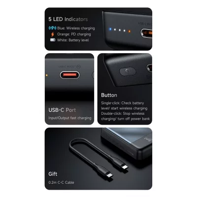 پاور بانک وایرلس مگ سیف 30 وات مک دودو مدل Mcdodo Good Touch MagSafe MC-593 ظرفیت 10000 میلی آمپر