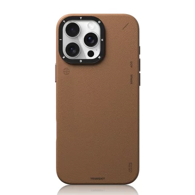 کاور مگ سیف چرمی آیفون 15 پرو مکس اپل یانگ کیت مدل Youngkit Simple Matte Leather iPhone 16 Pro Max