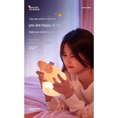 چراغ خواب فانتزی سیلیکونی رومیزی شارژی طرح خرگوش Bunny