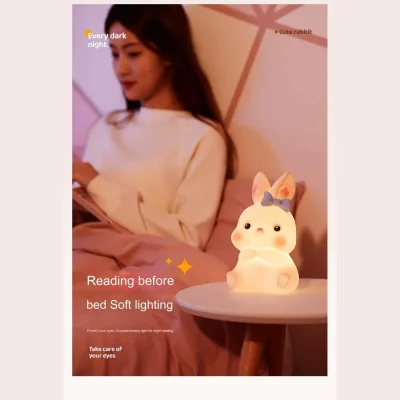 چراغ خواب فانتزی سیلیکونی رومیزی شارژی طرح خرگوش Bunny
