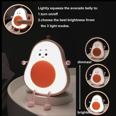 چراغ خواب فانتزی سیلیکونی رومیزی شارژی طرح آووکادو Avocado